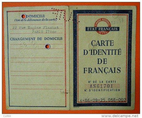 Etat français carte identité delcampe net