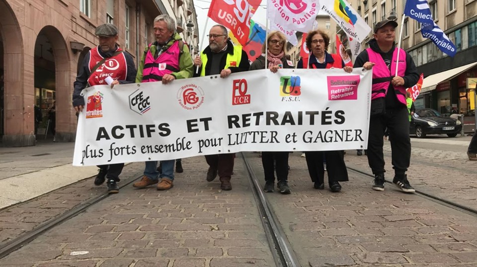 Manifestation pour les retraites à Strasbourg